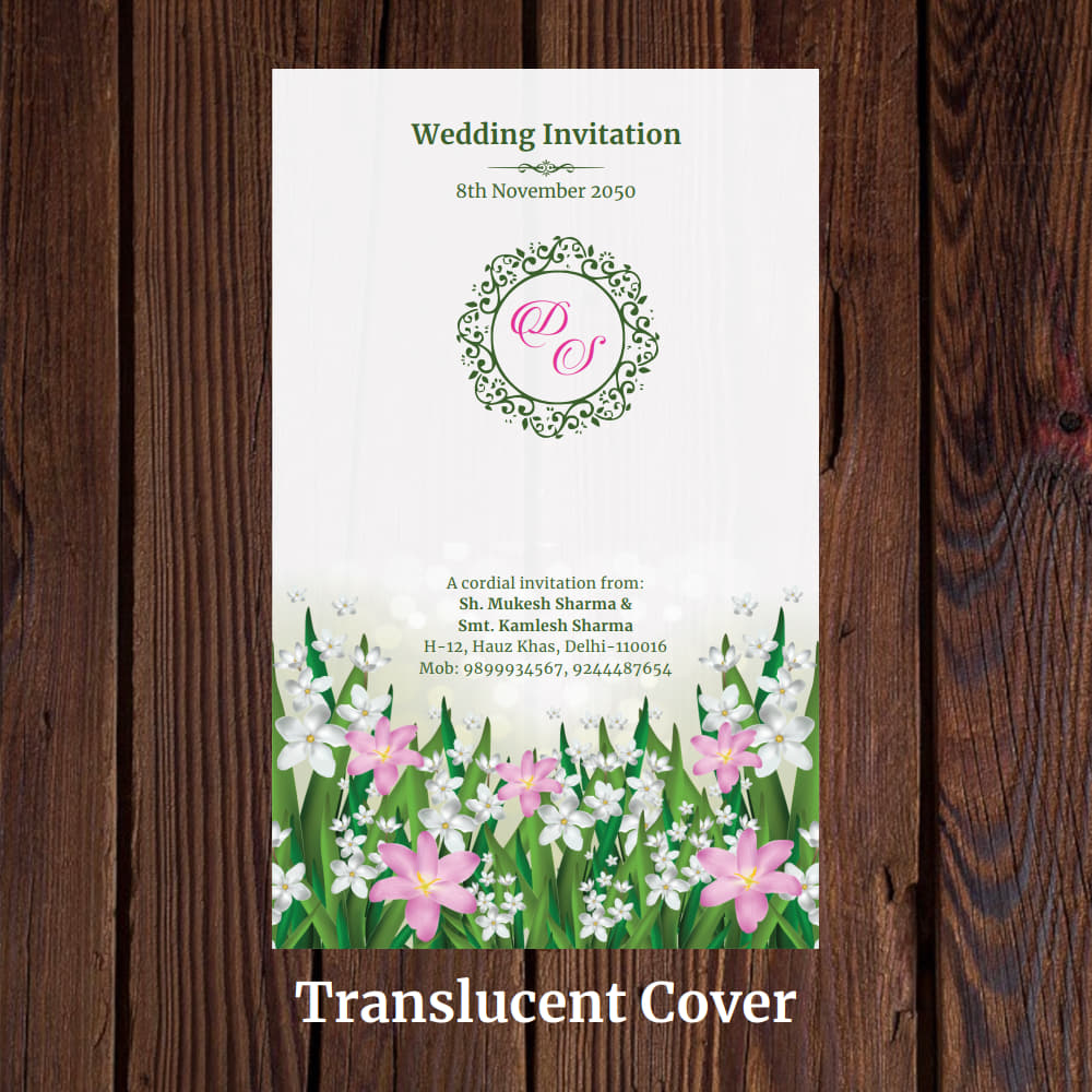 KL2048 Translucent Cover Luxury Wedding Card - Kalash Cards