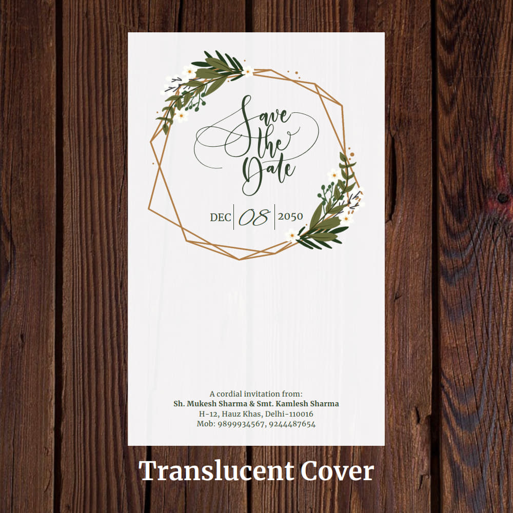 KL2052 Translucent Cover Luxury Wedding Card - Kalash Cards