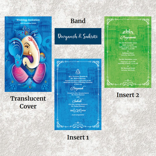 KL2068 Translucent Cover Luxury Wedding Card - Kalash Cards