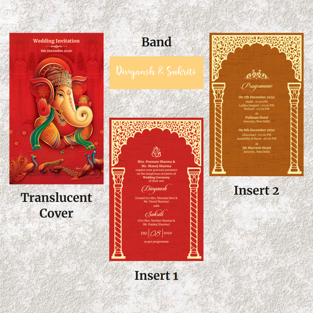 KL2069 Translucent Cover Luxury Wedding Card - Kalash Cards