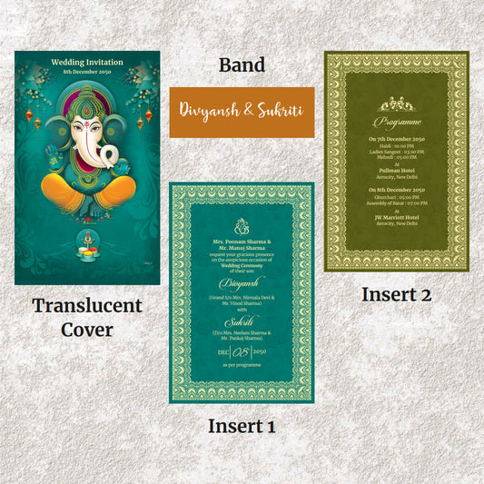 KL2071 Translucent Cover Luxury Wedding Card - Kalash Cards