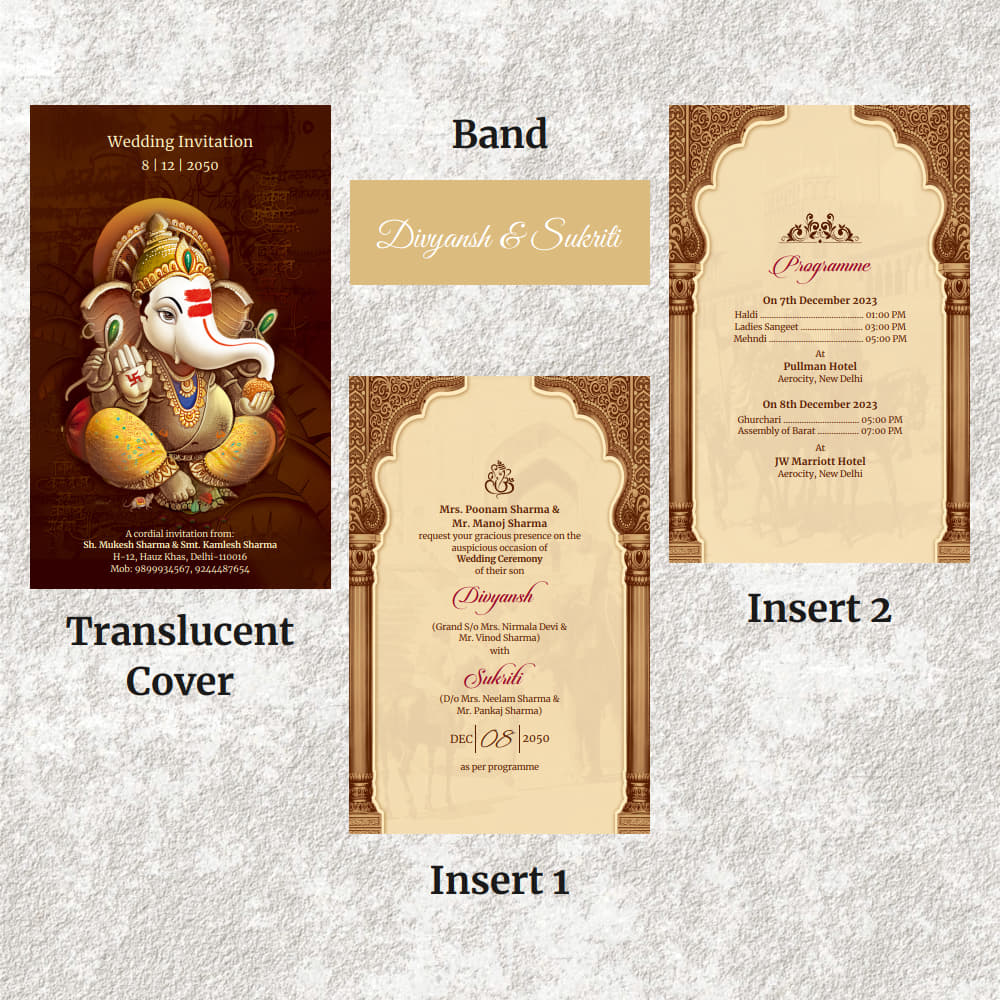 KL2073 Translucent Cover Luxury Wedding Card - Kalash Cards