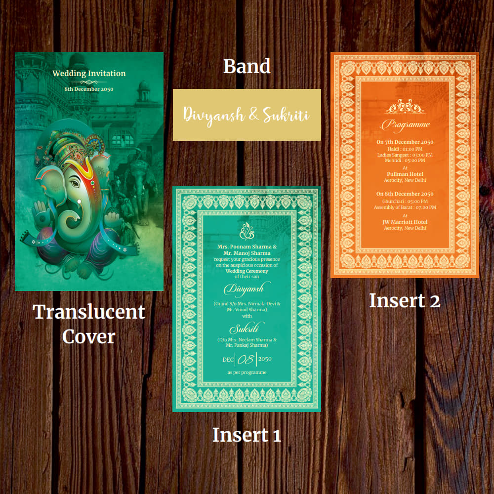 KL2074 Translucent Cover Luxury Wedding Card - Kalash Cards