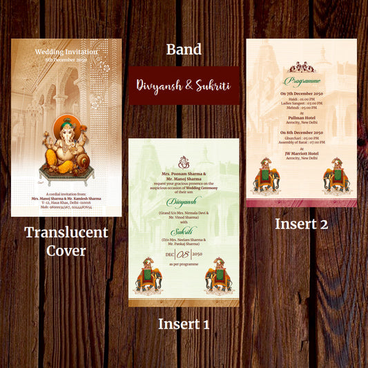 KL2081 Translucent Cover Luxury Wedding Card - Kalash Cards