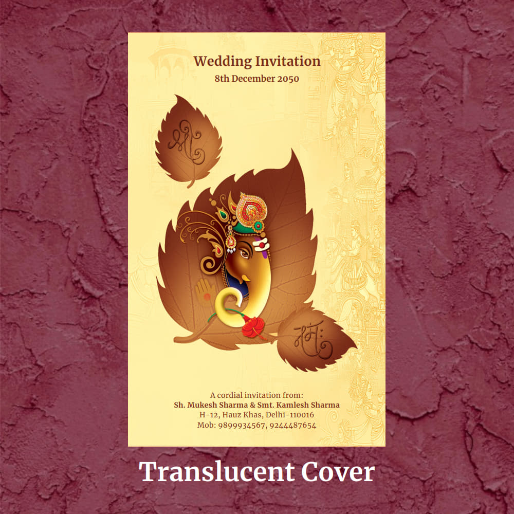 KL2083 Translucent Cover Luxury Wedding Card - Kalash Cards