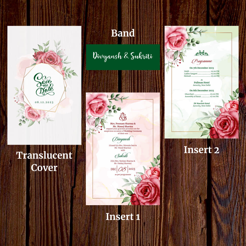 KL2106 Translucent Cover Luxury Wedding Card - Kalash Cards