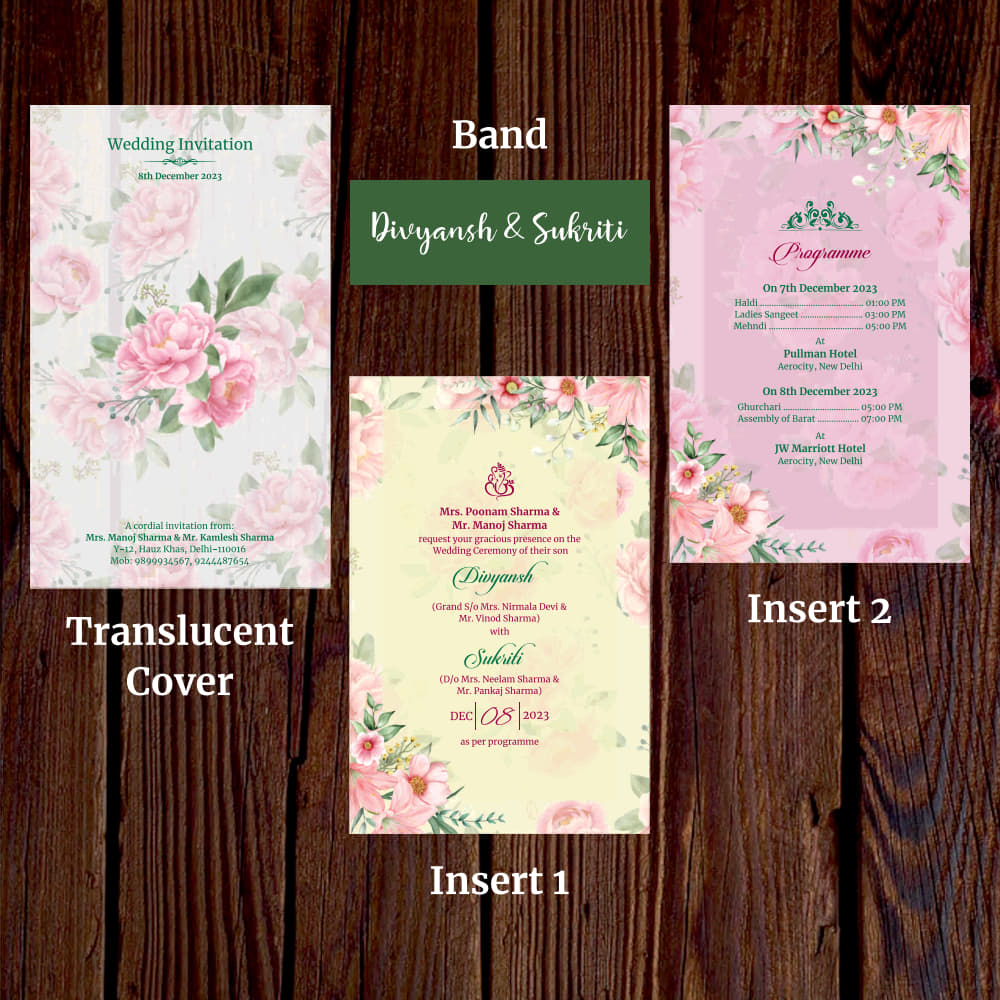 KL2107 Translucent Cover Luxury Wedding Card - Kalash Cards