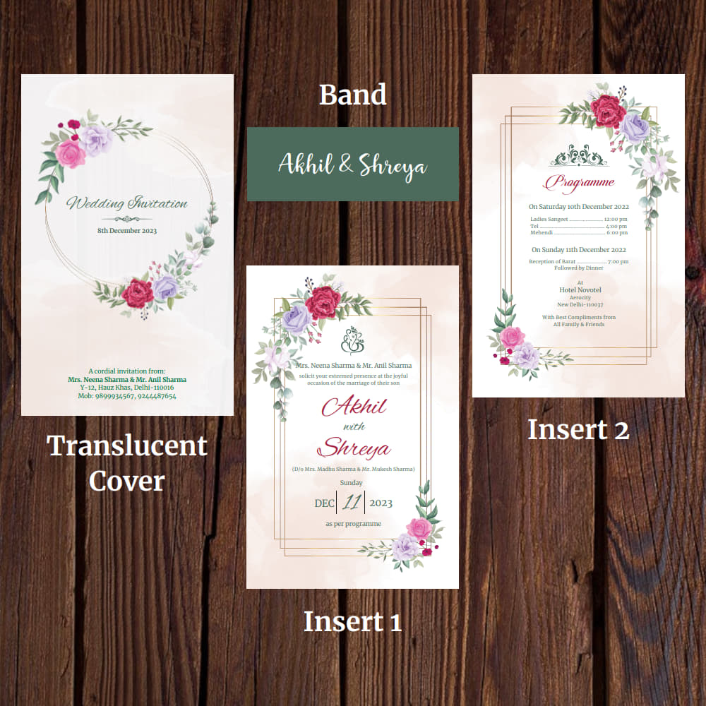 KL2114 Translucent Cover Luxury Wedding Card - Kalash Cards