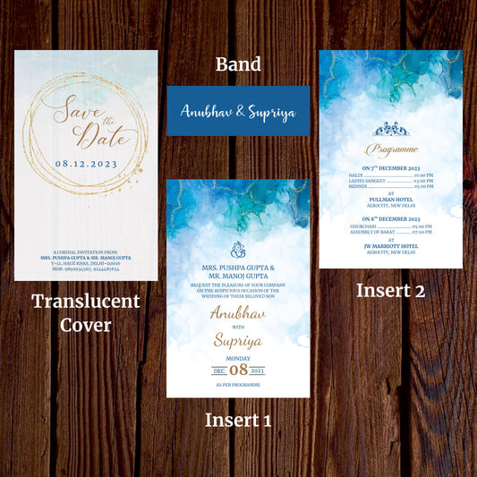 KL2115 Translucent Cover Luxury Wedding Card - Kalash Cards