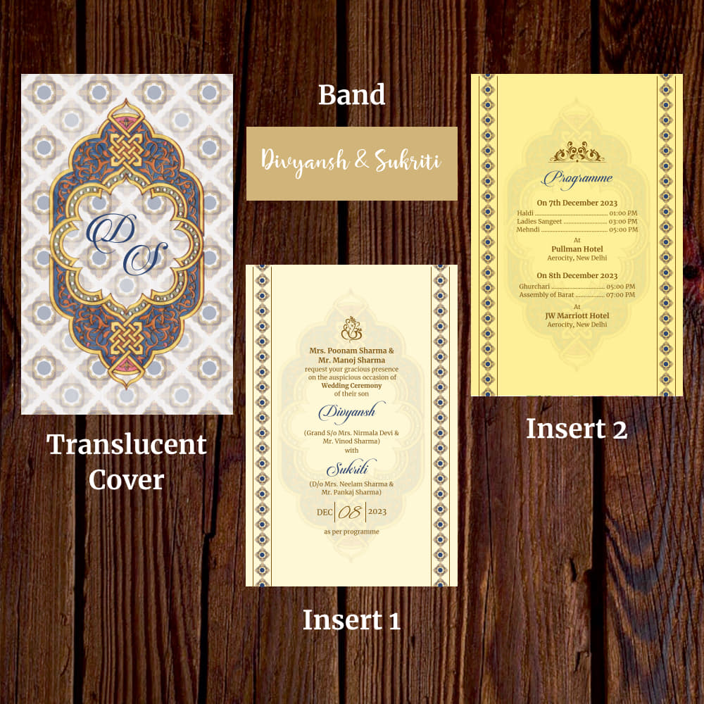 KL2116 Translucent Cover Luxury Wedding Card - Kalash Cards