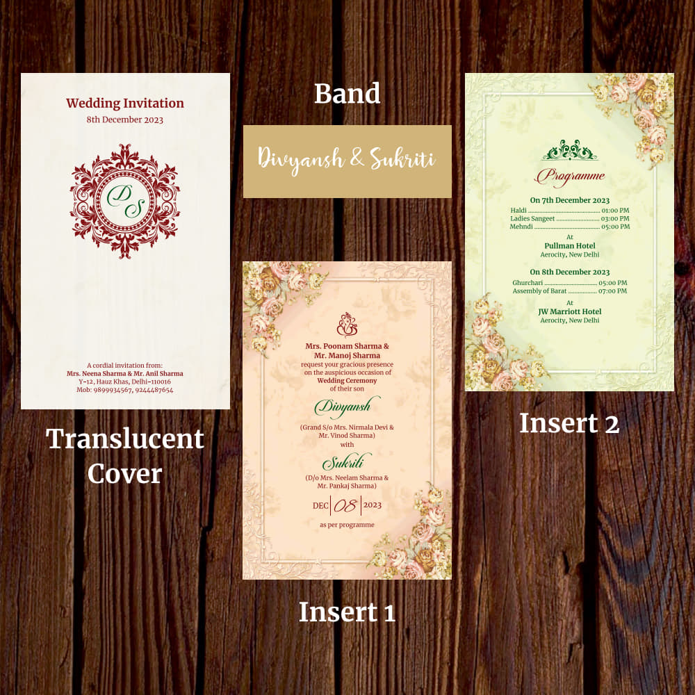 KL2117 Translucent Cover Luxury Wedding Card - Kalash Cards