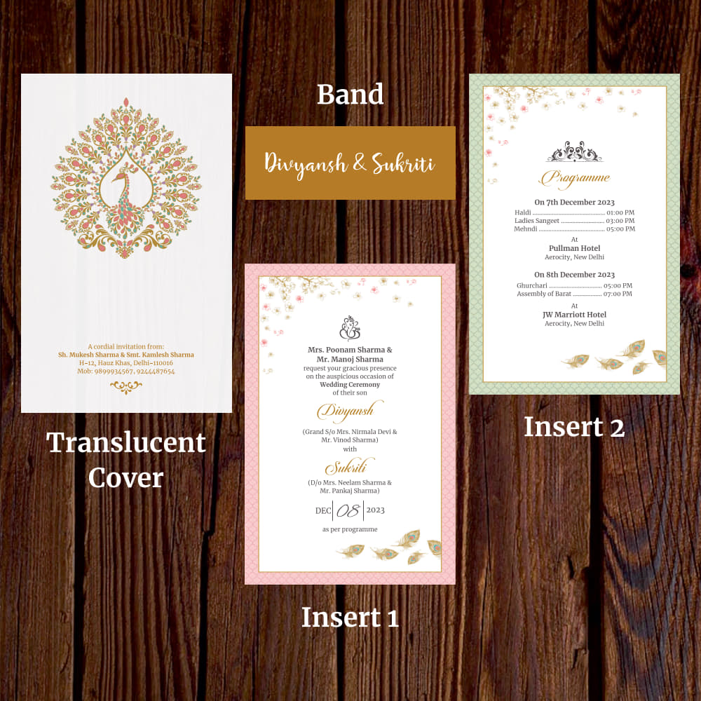 KL2124 Translucent Cover Luxury Wedding Card - Kalash Cards