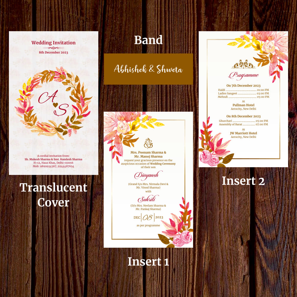 KL2125 Translucent Cover Luxury Wedding Card - Kalash Cards