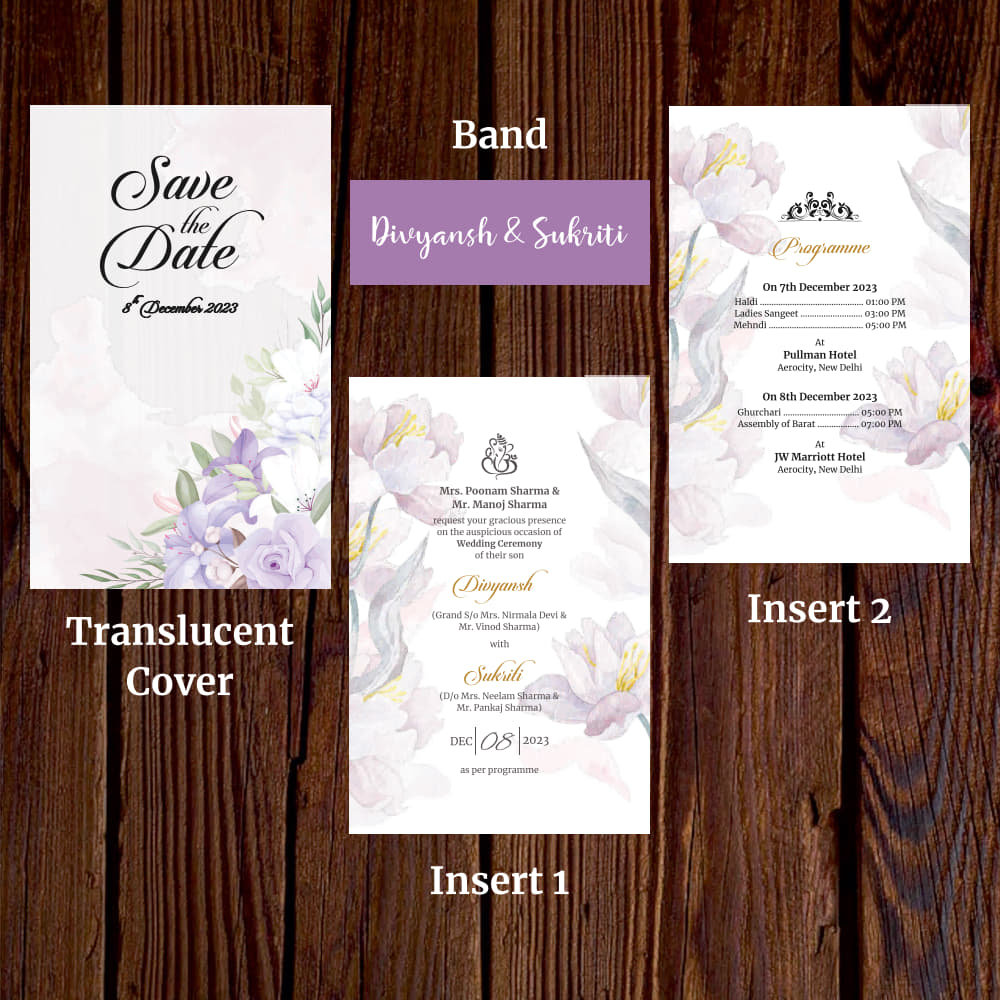 KL2127 Translucent Cover Luxury Wedding Card - Kalash Cards