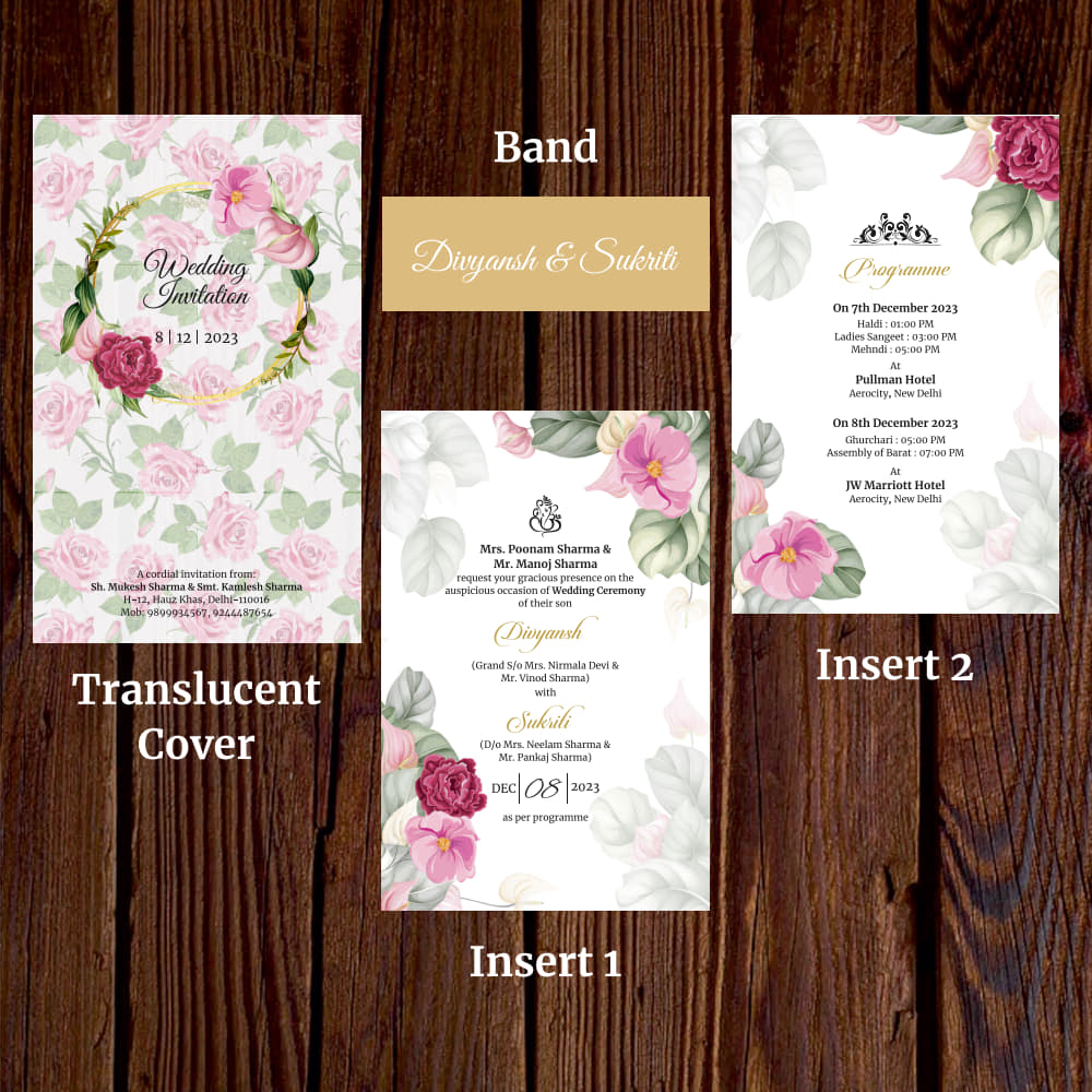 KL2128 Translucent Cover Luxury Wedding Card - Kalash Cards