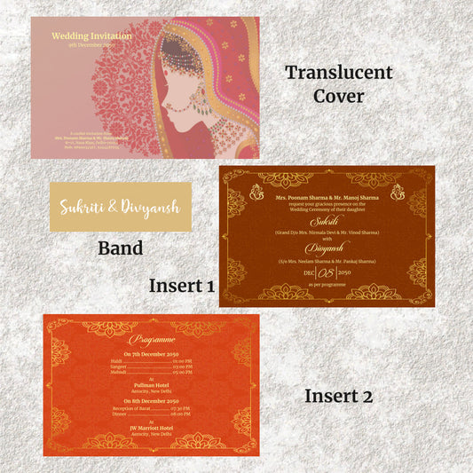 KL2031 Translucent Cover Luxury Wedding Card - Kalash Cards