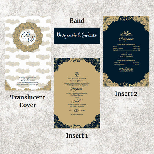 KL2050 Translucent Cover Luxury Wedding Card - Kalash Cards