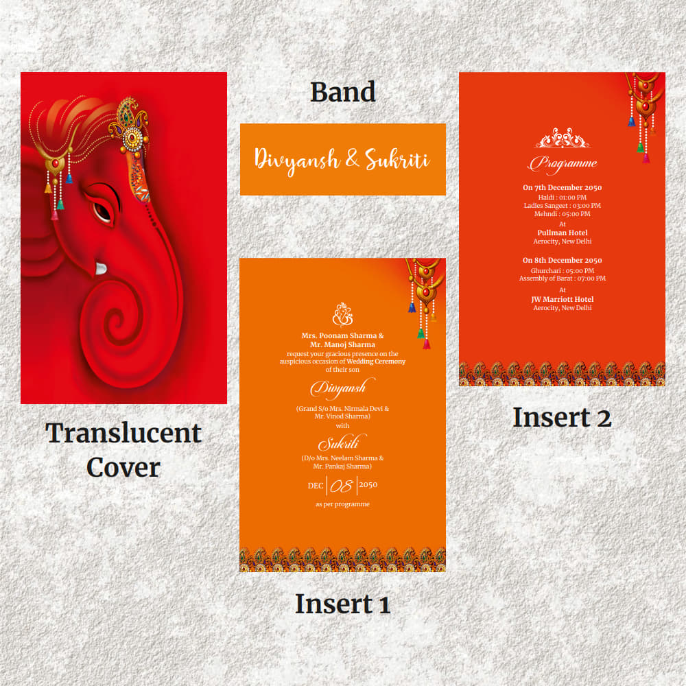 KL2078 Translucent Cover Luxury Wedding Card - Kalash Cards