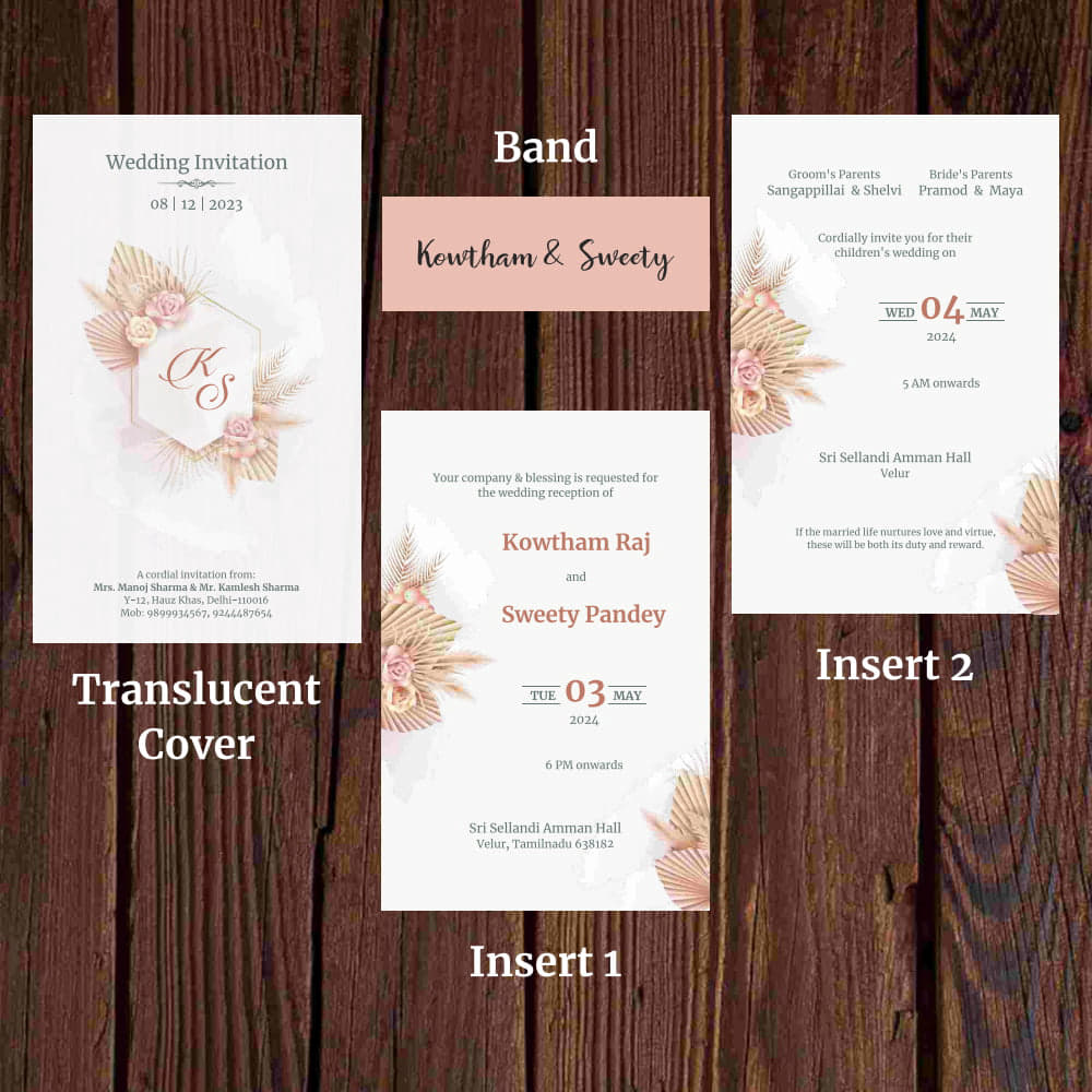 KL2090 Translucent Cover Luxury Wedding Card - Kalash Cards