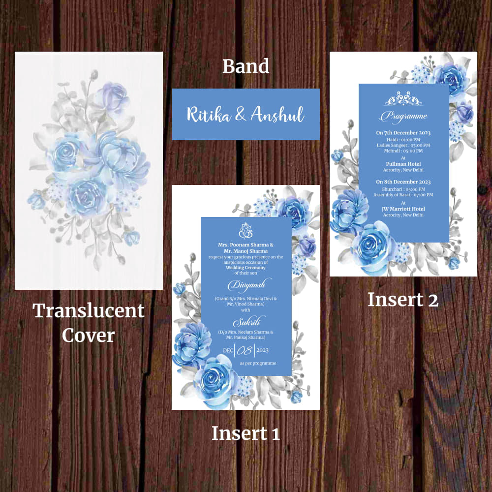 KL2091 Translucent Cover  Luxury Wedding Card - Kalash Cards
