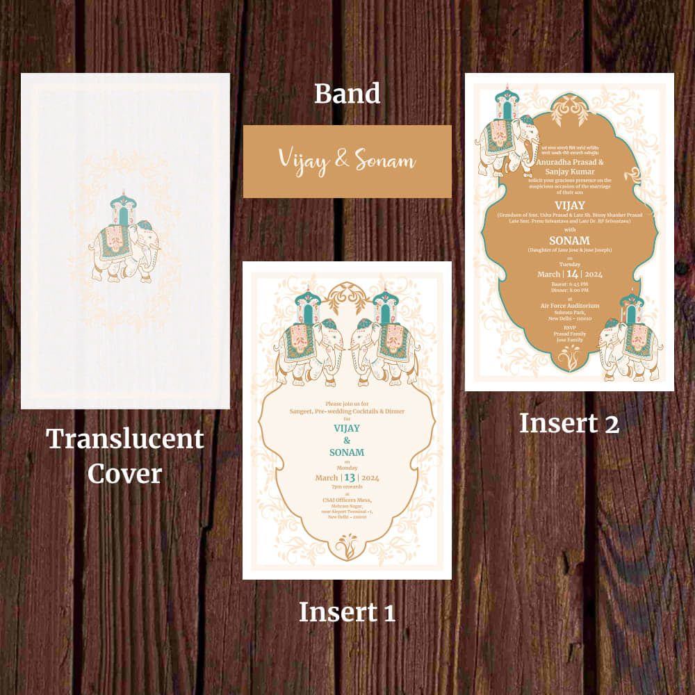 KL2092 Translucent Cover Luxury Wedding Card - Kalash Cards