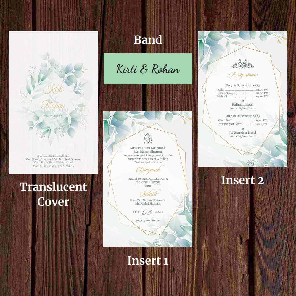 KL2095 Translucent Cover Luxury Wedding Card - Kalash Cards