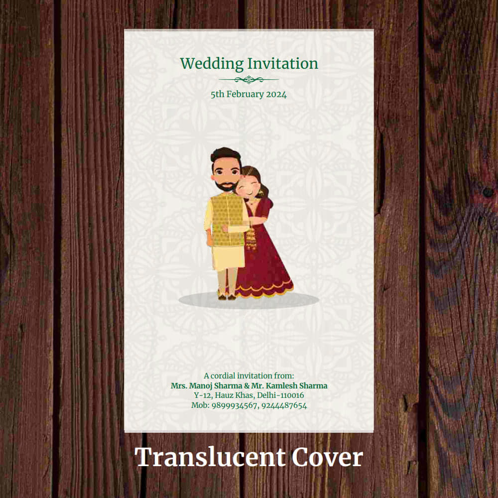 KL2096 Translucent Cover Luxury Wedding Card - Kalash Cards