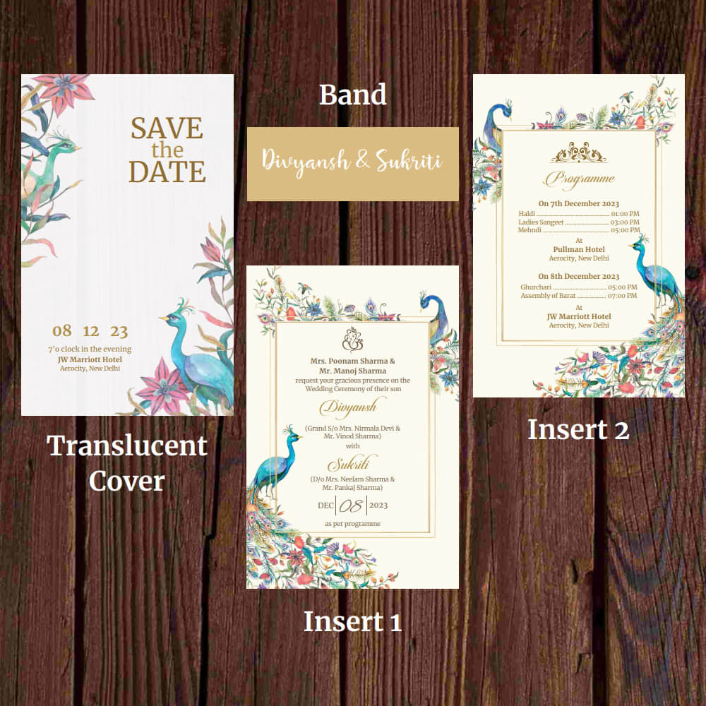 KL2097 Translucent Cover Luxury Wedding Card - Kalash Cards