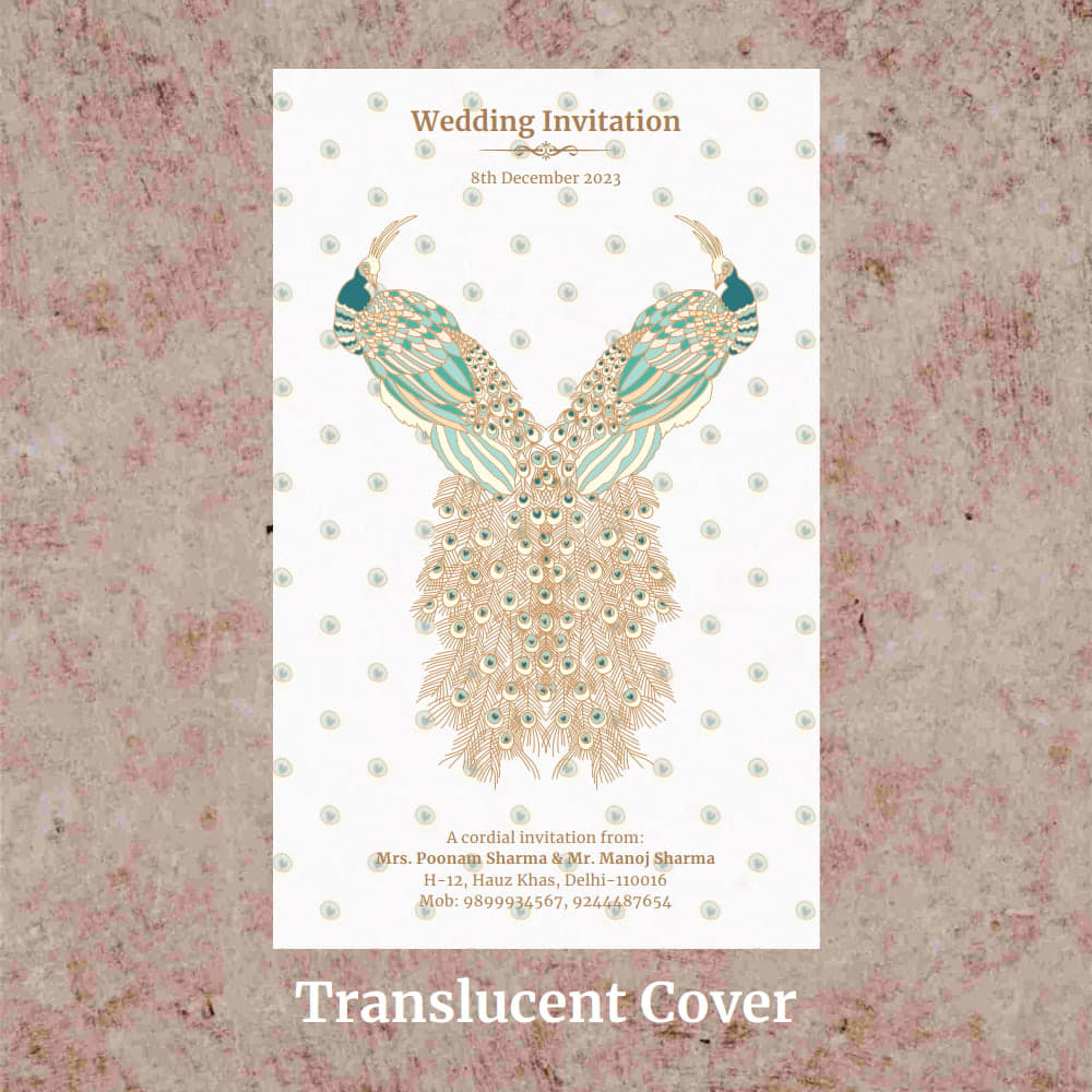 KL2098 Translucent Cover Luxury Wedding Card - Kalash Cards