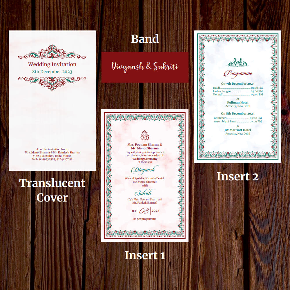 KL2102 Translucent Cover Luxury Wedding Card - Kalash Cards