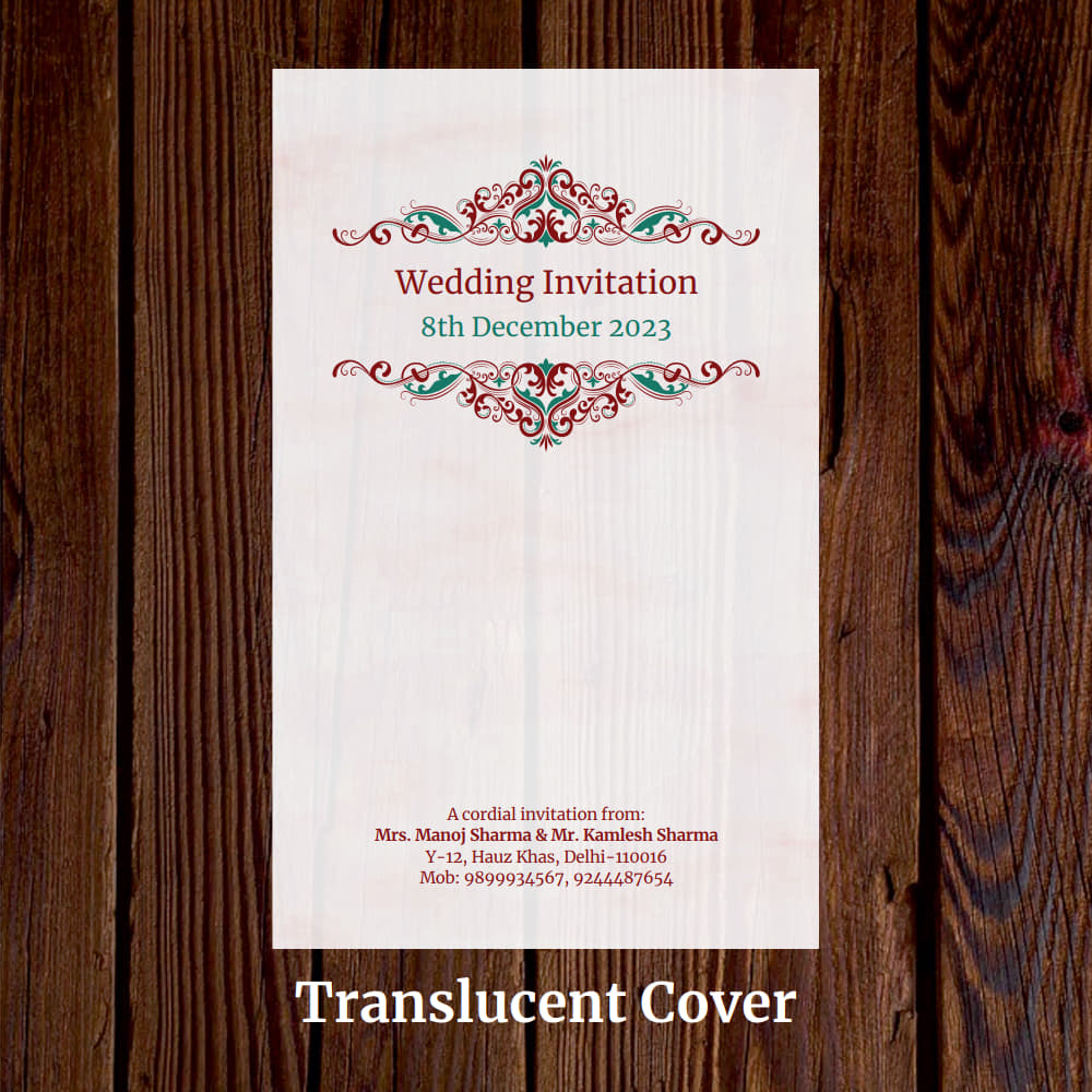 KL2102 Translucent Cover Luxury Wedding Card - Kalash Cards