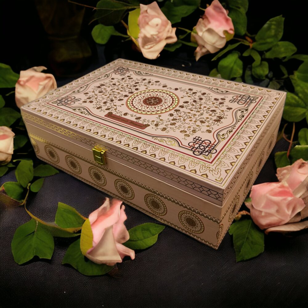 KL9119 Luxury MDF Wedding Gift Box with 2 Printed Card Inserts & Ganpati Murti (2 Jars) - Kalash Cards