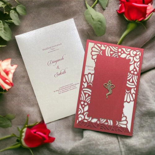 KL8003-1 Laser Cut Paper Wedding Card - Kalash Cards