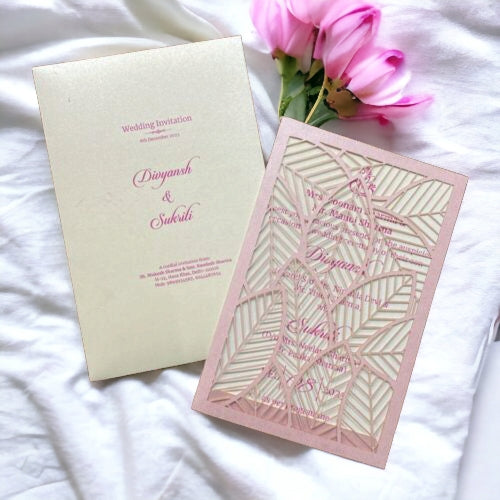 KL8007-4 Laser Cut Paper Wedding Card - Kalash Cards