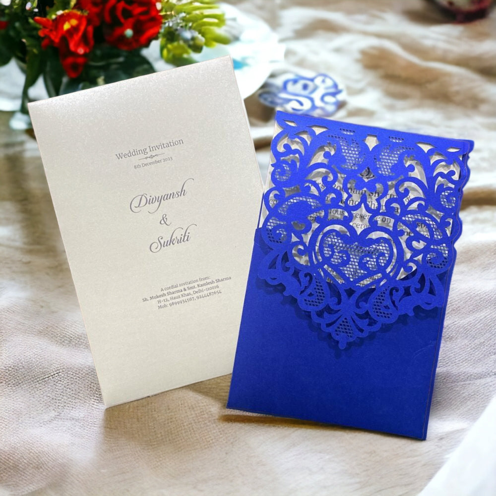 KL8004-2 Laser Cut Paper Wedding Card - Kalash Cards