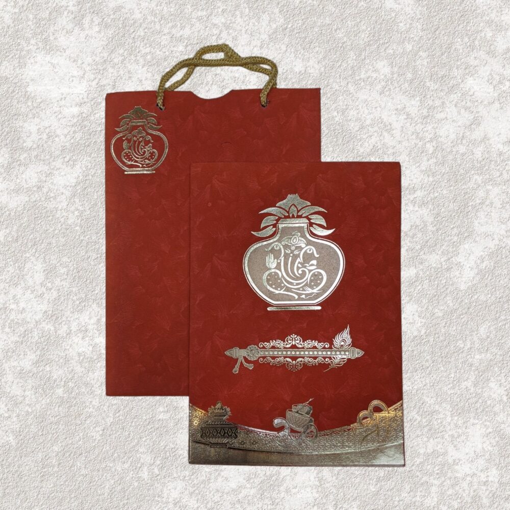 KL010097 Carry Bag Paper Wedding Card - Kalash Cards