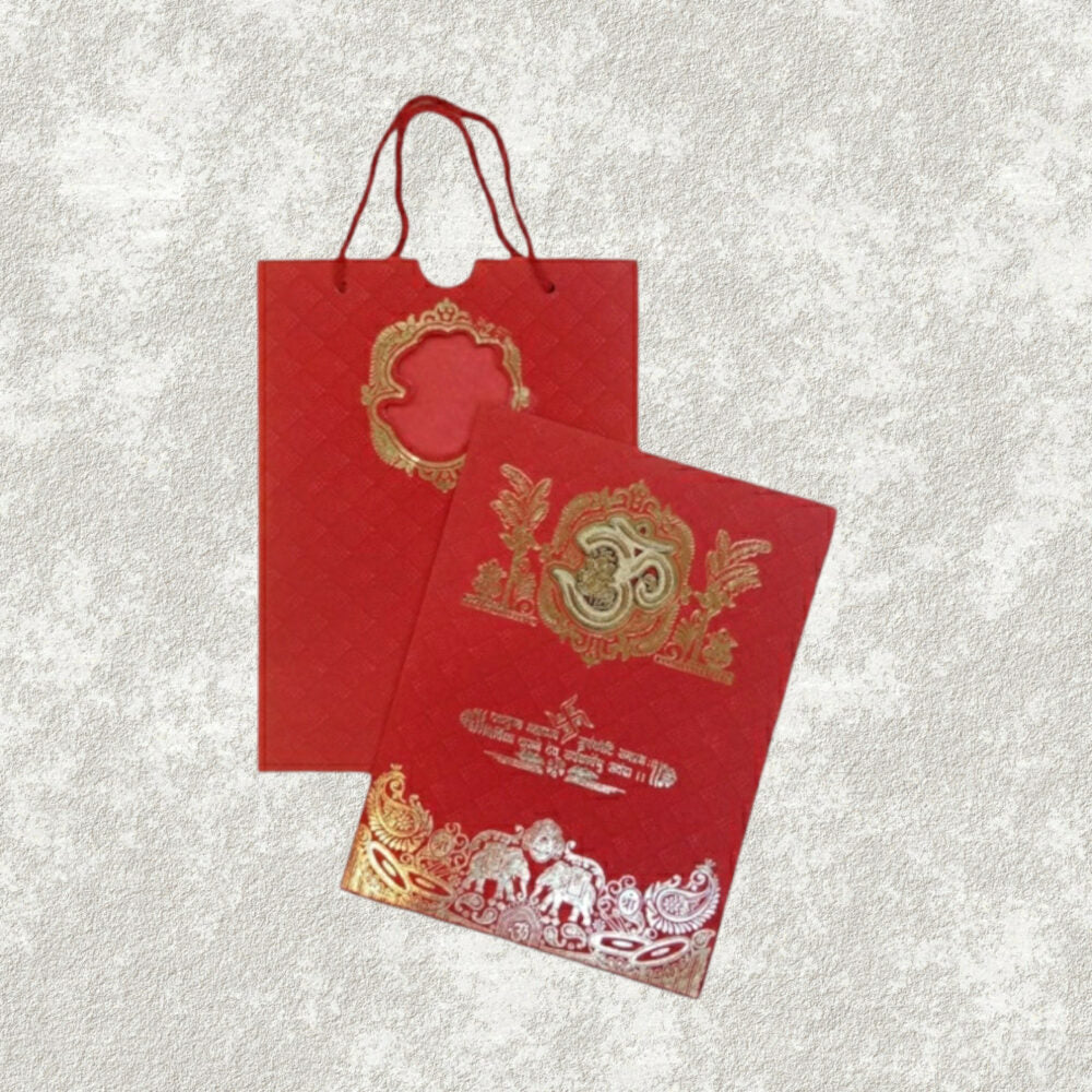 KL0136 Carry Bag Paper Wedding Card - Kalash Cards
