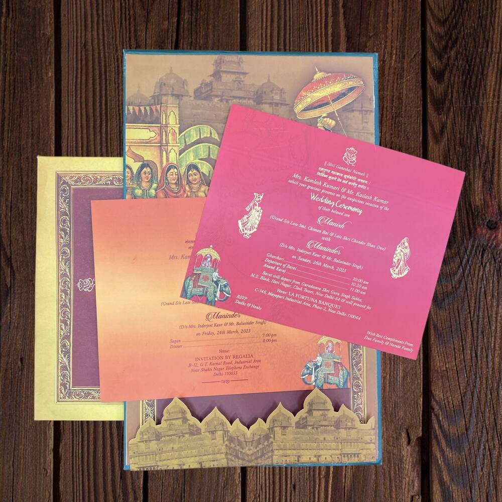 KL0221 Ganesha Thick Wedding Card - Kalash Cards
