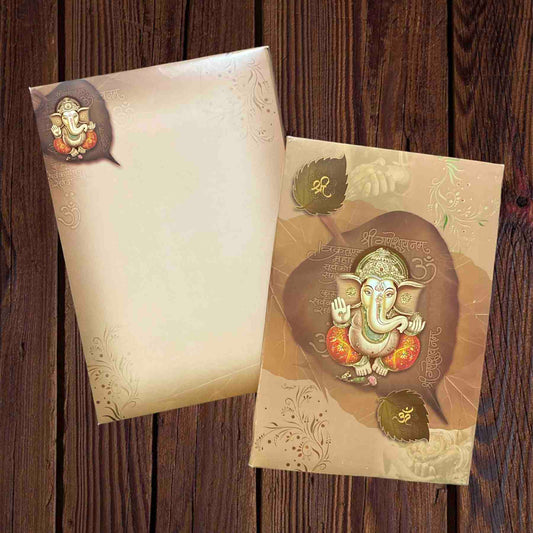 KL0708 Ganesha Thick Wedding Card - Kalash Cards