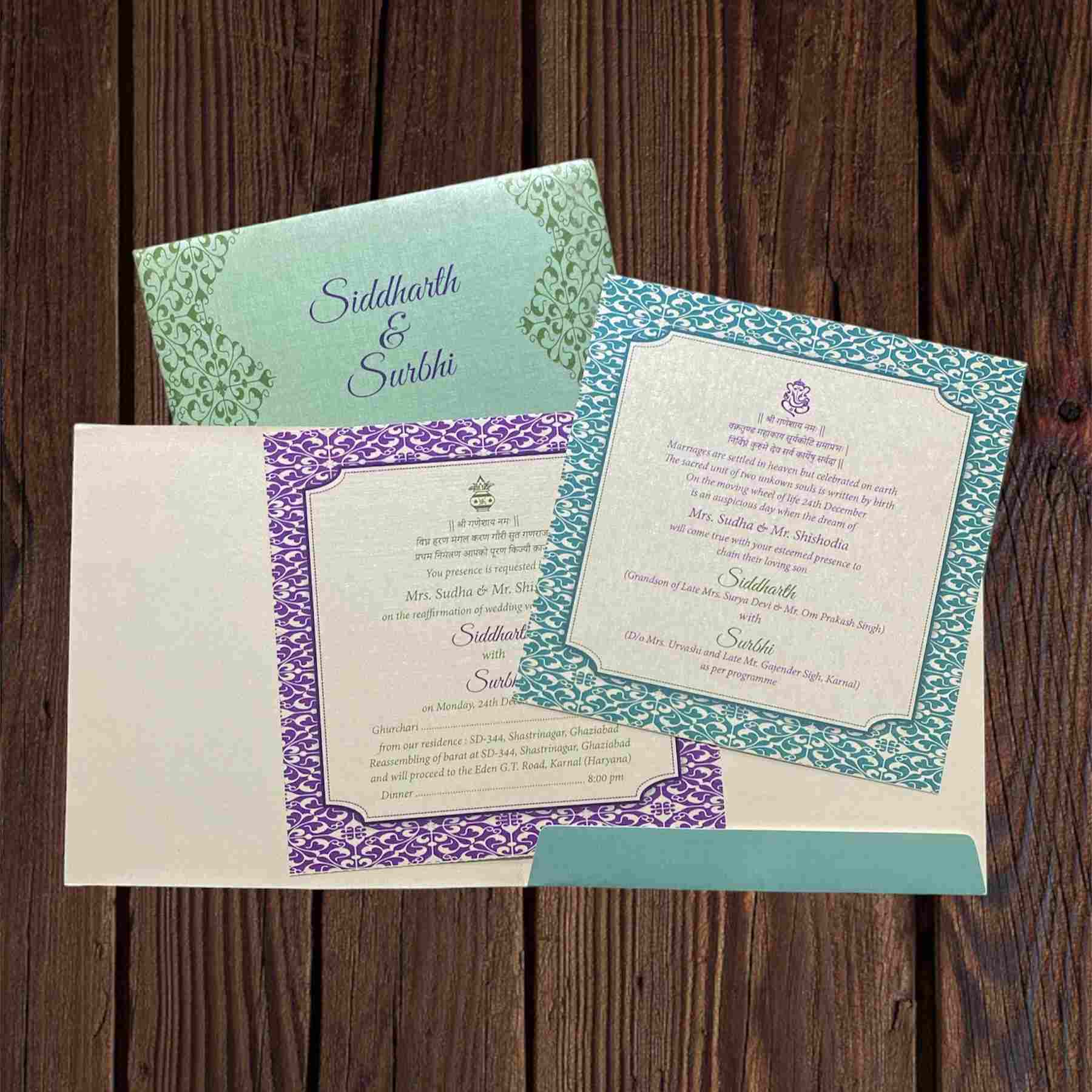 KL2019S1L Paper Wedding Card - Kalash Cards