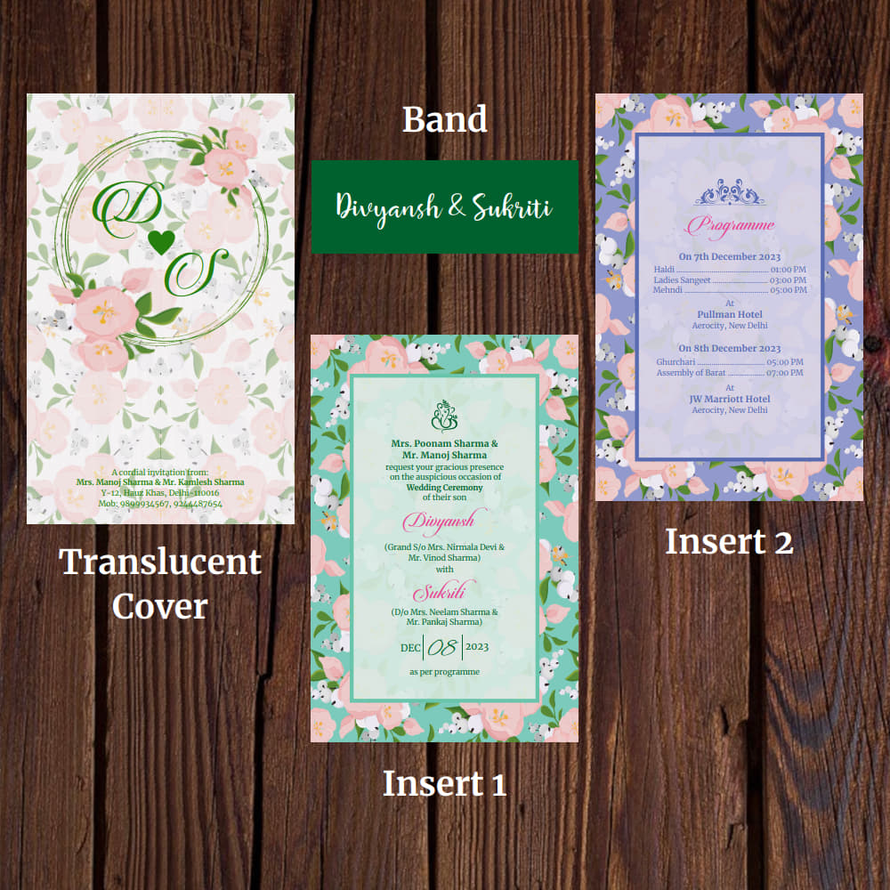 KL2040 Translucent Cover Luxury Wedding Card - Kalash Cards