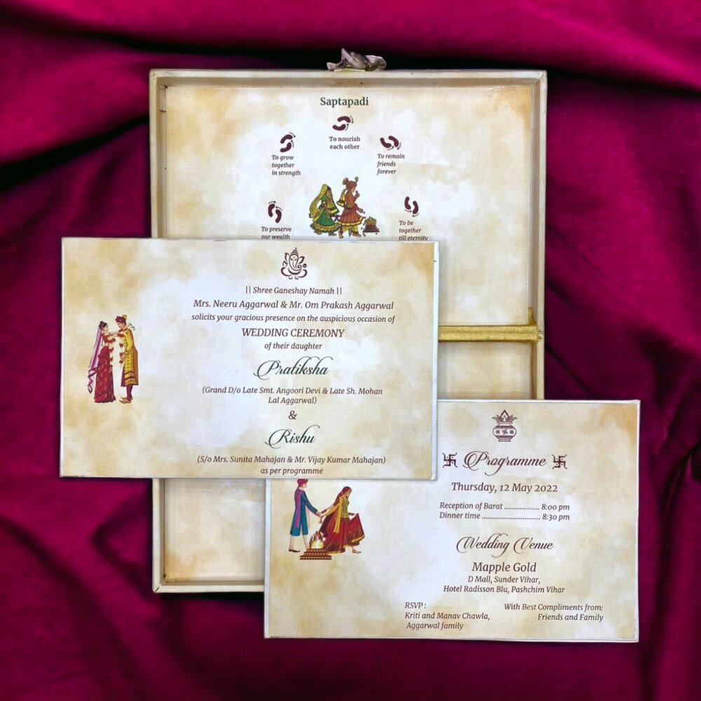 KL2105 MDF Box Type Wedding Card with 2 Thick Inserts - Kalash Cards