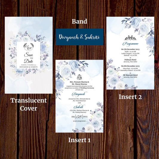 KL2126 Translucent Cover Luxury Wedding Card - Kalash Cards