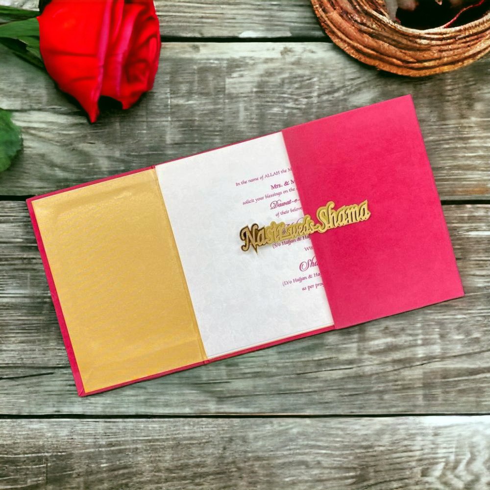 KL9008 Door Style Velvet Fabric Thick Luxury Wedding Card - Kalash Cards