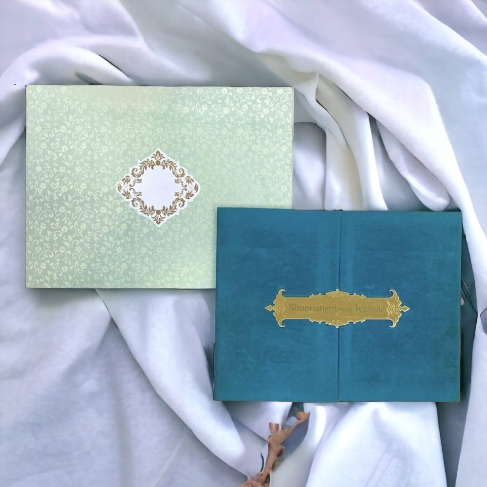 KL9009 Door Style Velvet Fabric Thick Luxury Wedding Card - Kalash Cards