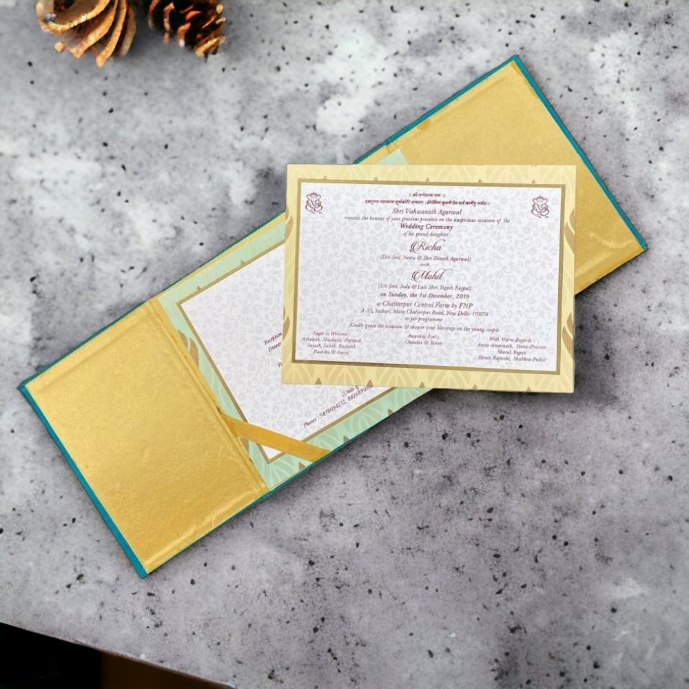 KL9009 Door Style Velvet Fabric Thick Luxury Wedding Card - Kalash Cards