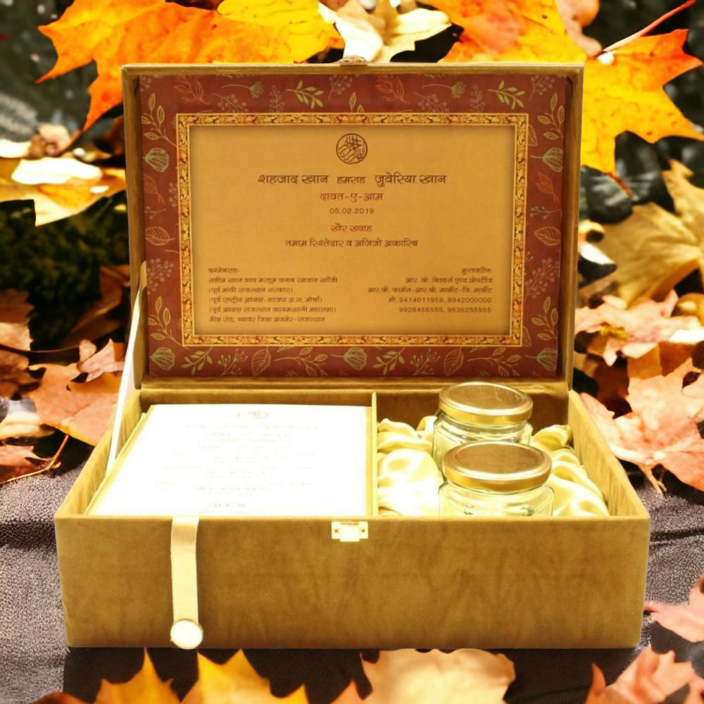 KL9014B Velvet Fabric MDF Wedding Invitation Box - Kalash Cards