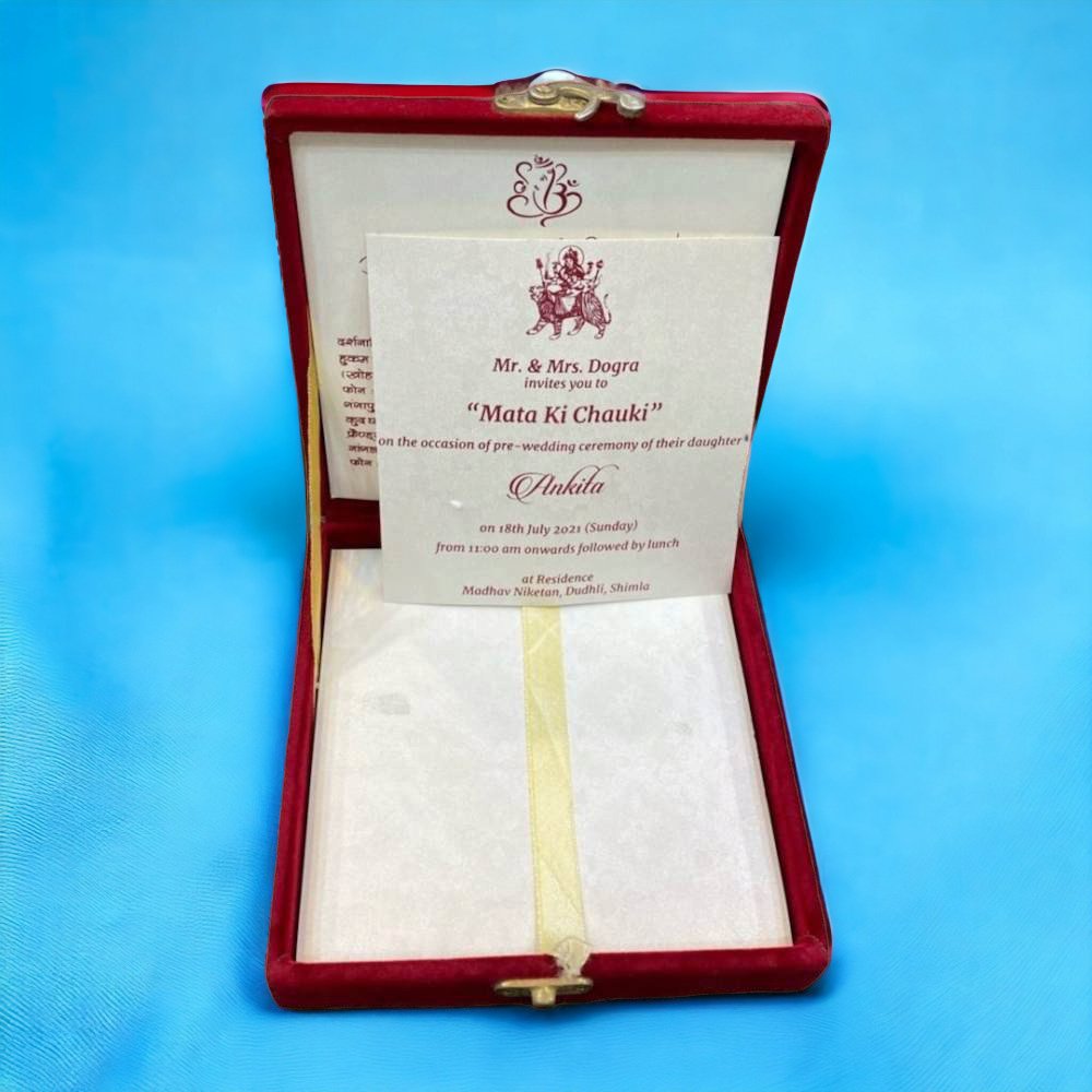 KL9051 Velvet Fabric MDF Wedding Box Card with 2 Inserts - Kalash Cards