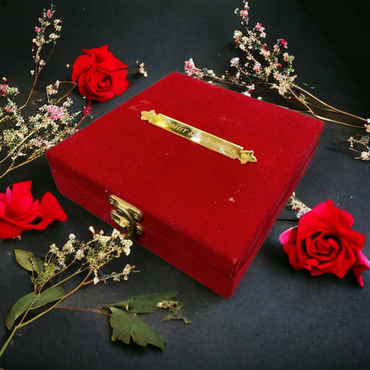KL9054 Velvet Fabric MDF Wedding Gift Box Card with 2 Inserts - Kalash Cards