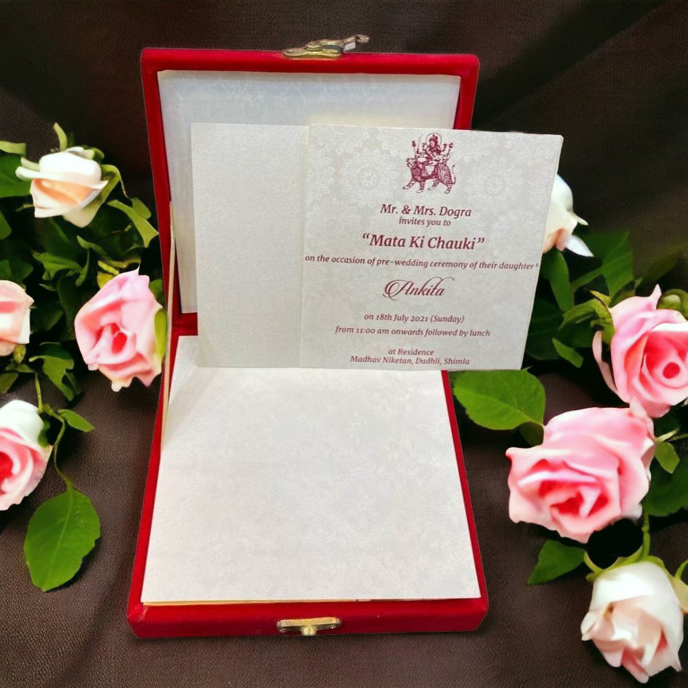 KL9054 Velvet Fabric MDF Wedding Gift Box Card with 2 Inserts - Kalash Cards